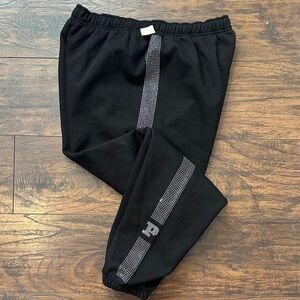 PINK Victoria's Secret Black Joggers with rhinestones Accents